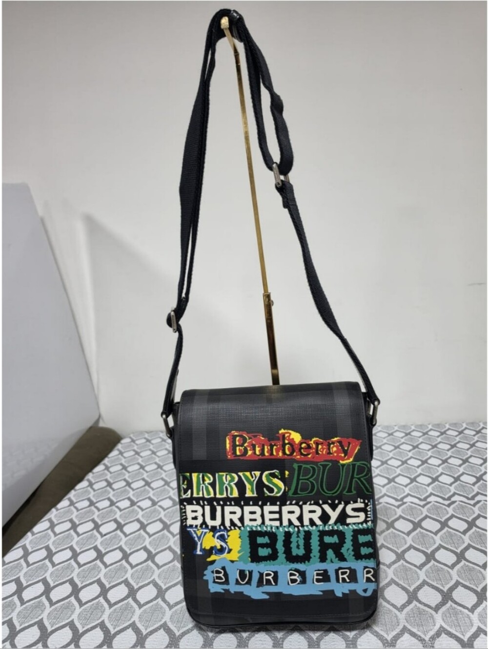 Burberry Leather Messenger Bag Black